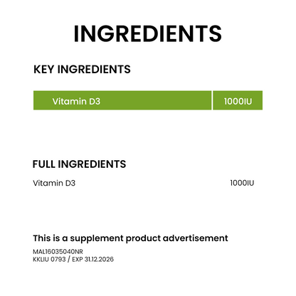 BiO-LiFE Vita D3 1000 [ 2 x 60 tablets ]