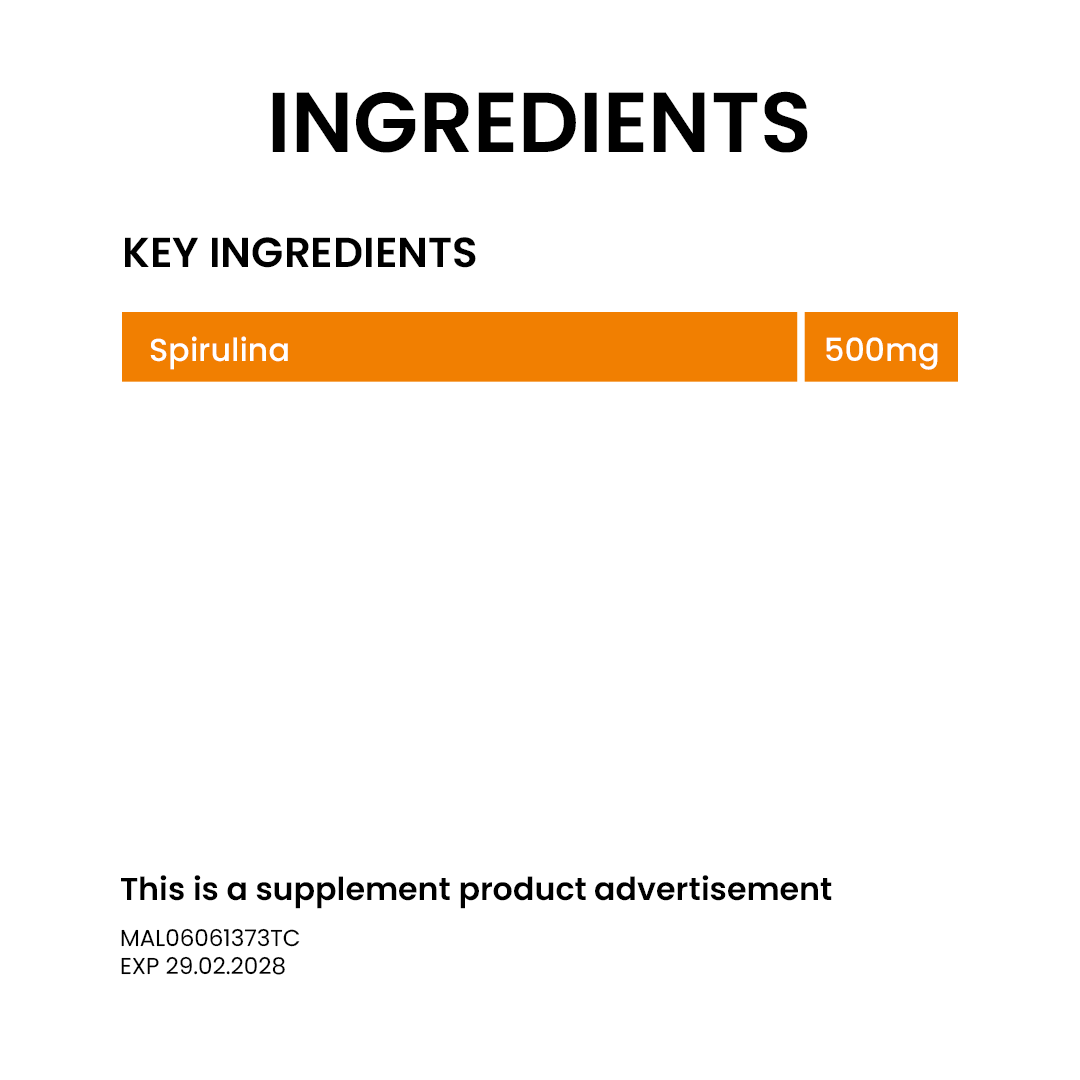 BiO-LiFE Organic Spirulina 500mg [ 2 x 30 capsules ]