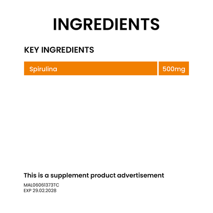 BiO-LiFE Organic Spirulina 500mg [ 2 x 30 capsules ]