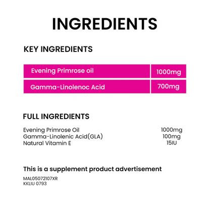 BiO-LiFE Evening Primrose Oil 1000mg & Vitamin E 100 capsules (EXPIRY DATE MAR 2027)