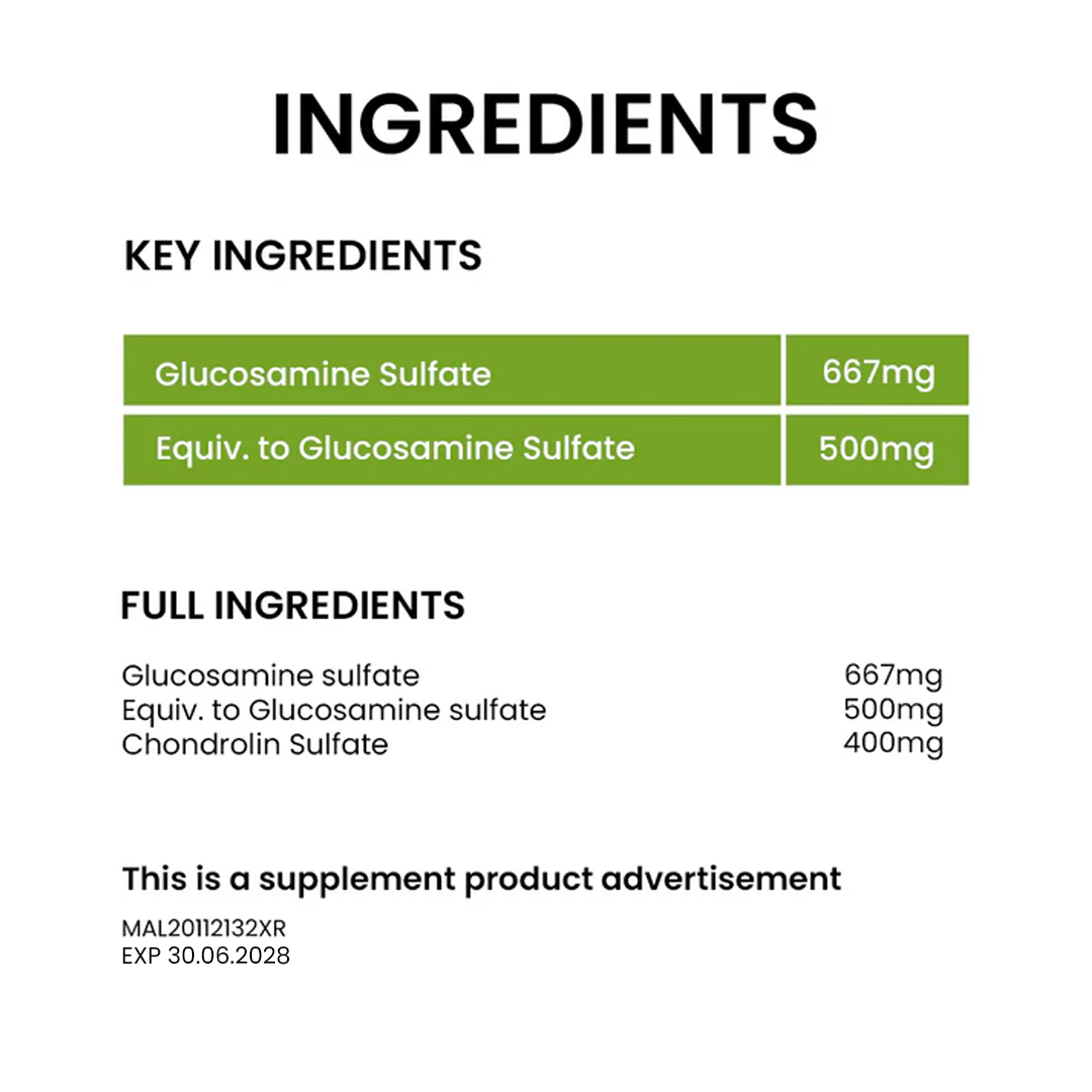 BiO-LiFE Glucosamine 500mg With Chondroitin Sulphate 400mg [ 2 x 90 tablets ]