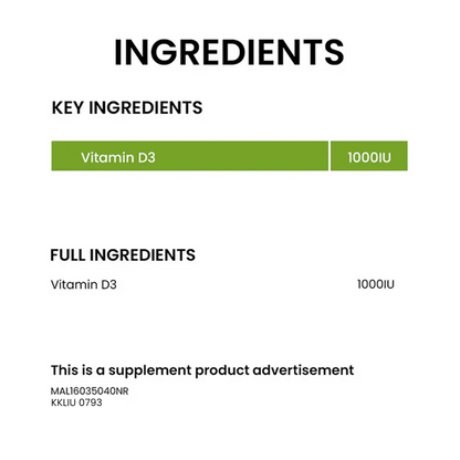 BiO-LiFE Vita D3 1000 2 x 60 tablets (EXPIRY DATE JUN 2028)