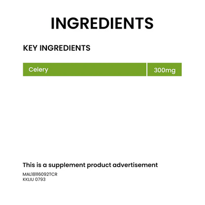 BiO-LiFE Celery Extract 300mg 2 x 100 tablets (EXPIRY DATE MAR 2027)