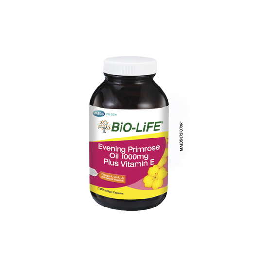 BiO-LiFE Evening Primrose Oil 1000mg & Vitamin E [ 180 capsules ]