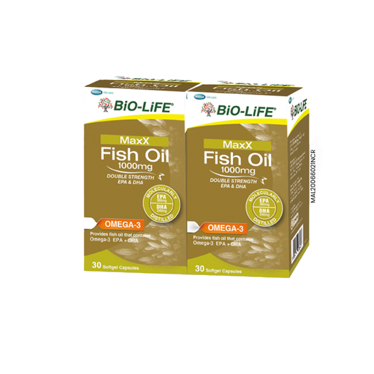 BiO-LiFE Maxx Fish Oil 1000mg (Double Strength Omega-3 EPA & DHA) [ 2 x 30 capsules ]