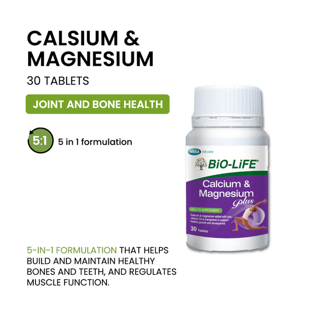 BiO-LiFE Calcium & Magnesium Plus 30 tablets (EXPIRY DATE AUG 2027)