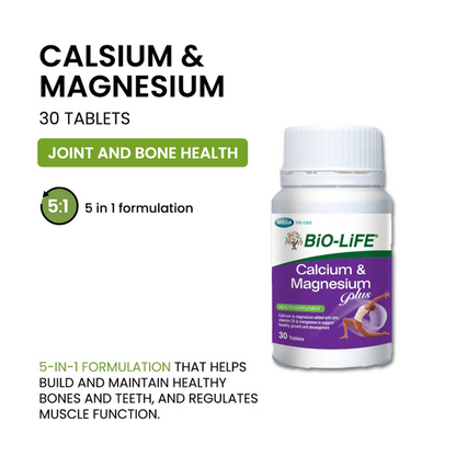 BiO-LiFE Calcium & Magnesium Plus 30 tablets (EXPIRY DATE AUG 2027)