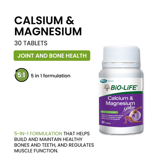 BiO-LiFE Calcium & Magnesium Plus 30 tablets (EXPIRY DATE AUG 2027)