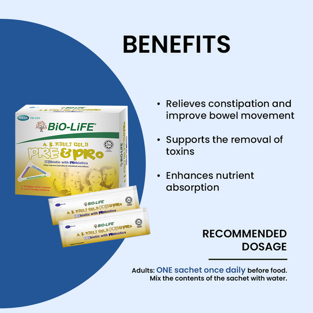 BiO-LiFE A.B. Adult Gold Pre & Pro 10 sachets (EXPIRY DATE AUG 2027)