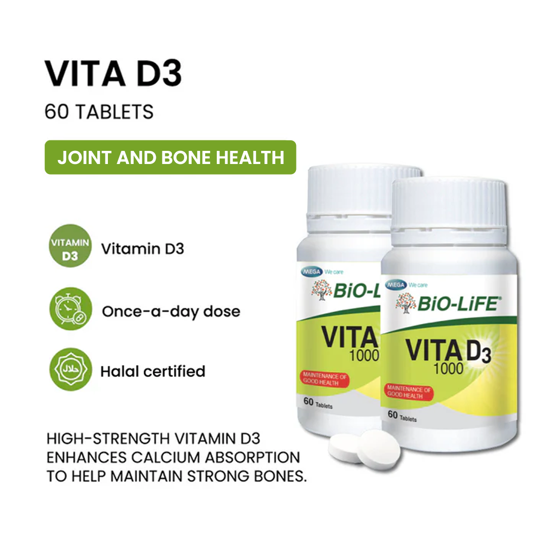 BiO-LiFE Vita D3 1000 2 x 60 tablets (EXPIRY DATE JUN 2028)