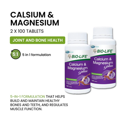 BiO-LiFE Calcium & Magnesium Plus  2 x 100 tablets (EXPIRY DATE MAY 2027)