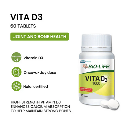 BiO-LiFE Vita D3 1000 60 tablets (EXPIRY DATE APR 2028)