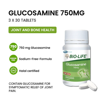 BiO-LiFE Glucosamine 750mg 3 x 30 tablets (EXPIRY DATE JUN 2028)