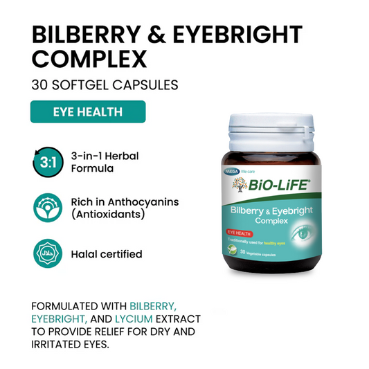 BiO-LiFE Bilberry & Eyebright Complex 30 capsules (EXPIRY DATE MAY 2028)