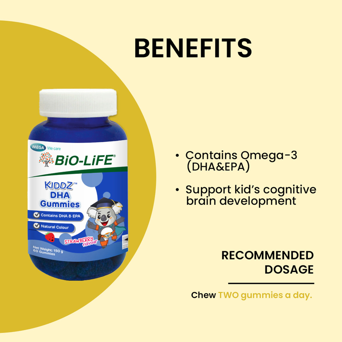 BiO-LiFE Kiddz DHA Gummies [ 60 gummies ]