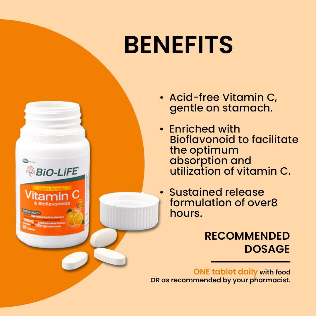 BiO-LiFE Non-Acidic Vitamin C & Bioflavonoids [ 2 x 90 tablets ]