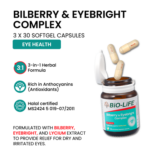 BiO-LiFE Bilberry & Eyebright Complex [ 3 x 30 capsules ]
