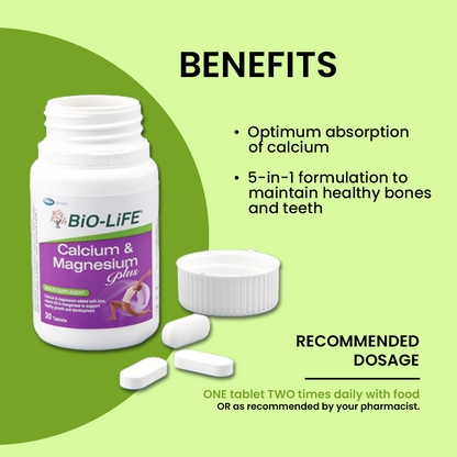 BiO-LiFE Calcium & Magnesium Plus [ 2 x 100 tablets ]