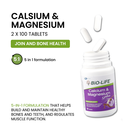 BiO-LiFE Calcium & Magnesium Plus [ 2 x 100 tablets ]