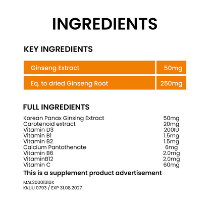 BiO-LiFE Ginsomin Korean Panax Ginseng Extract With Multivitamins with Minerals [ 30 capsules ]