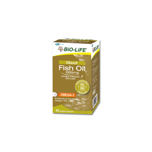 BiO-LiFE Maxx Fish Oil 1000mg (Double Strength Omega-3 EPA & DHA) [ 30 capsules ]