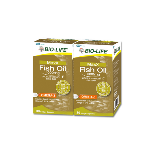 BiO-LiFE Maxx Fish Oil 1000mg (Double Strength Omega-3 EPA & DHA) [ 2 x 30 capsules ]