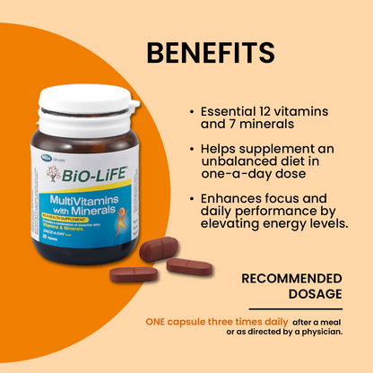BiO-LiFE Multivitamins with Minerals [ 2 x 100 tablets ]