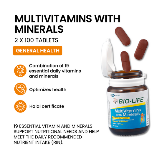 BiO-LiFE Multivitamins with Minerals [ 2 x 100 tablets ]