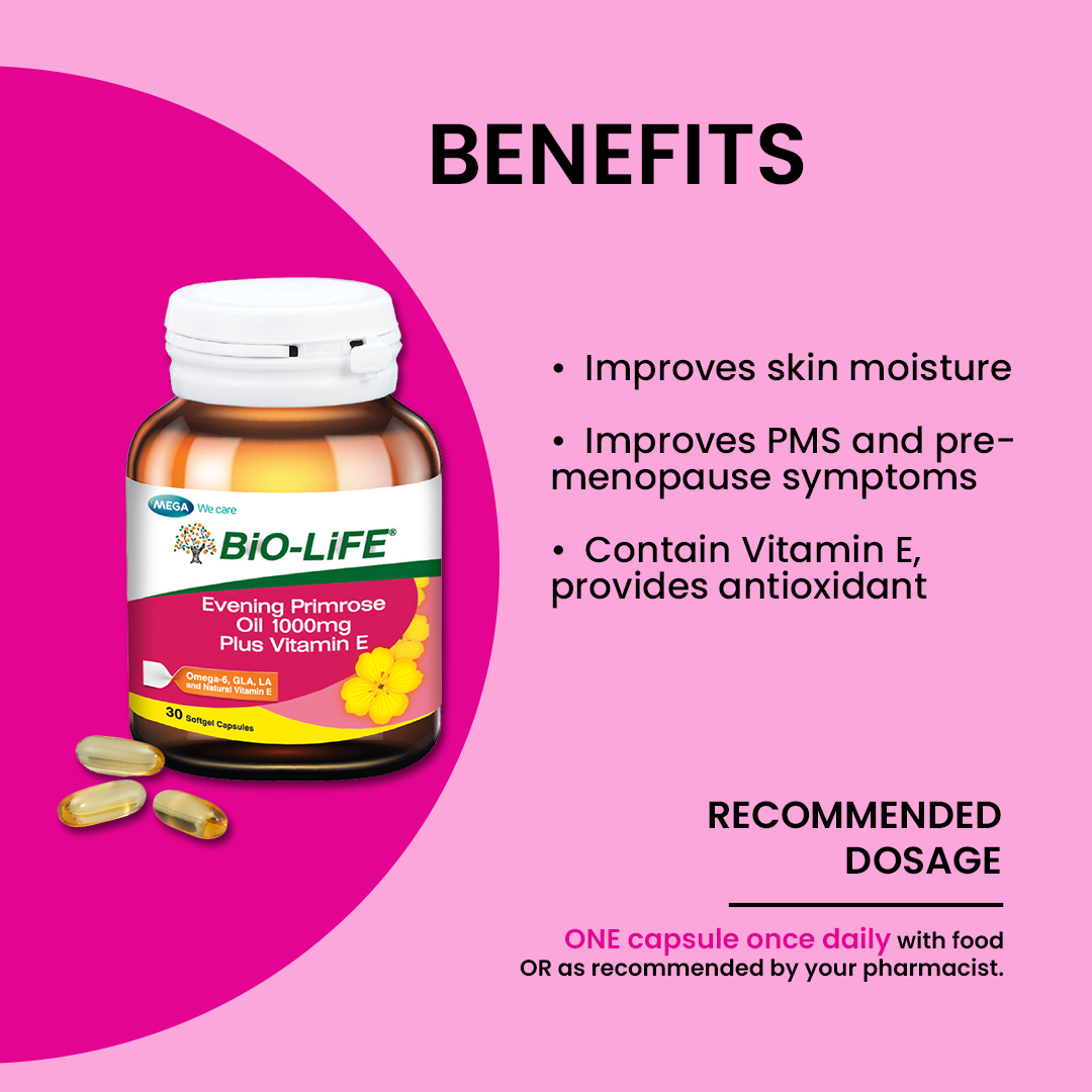 BiO-LiFE Evening Primrose Oil 1000mg & Vitamin E [ 30 capsules ]