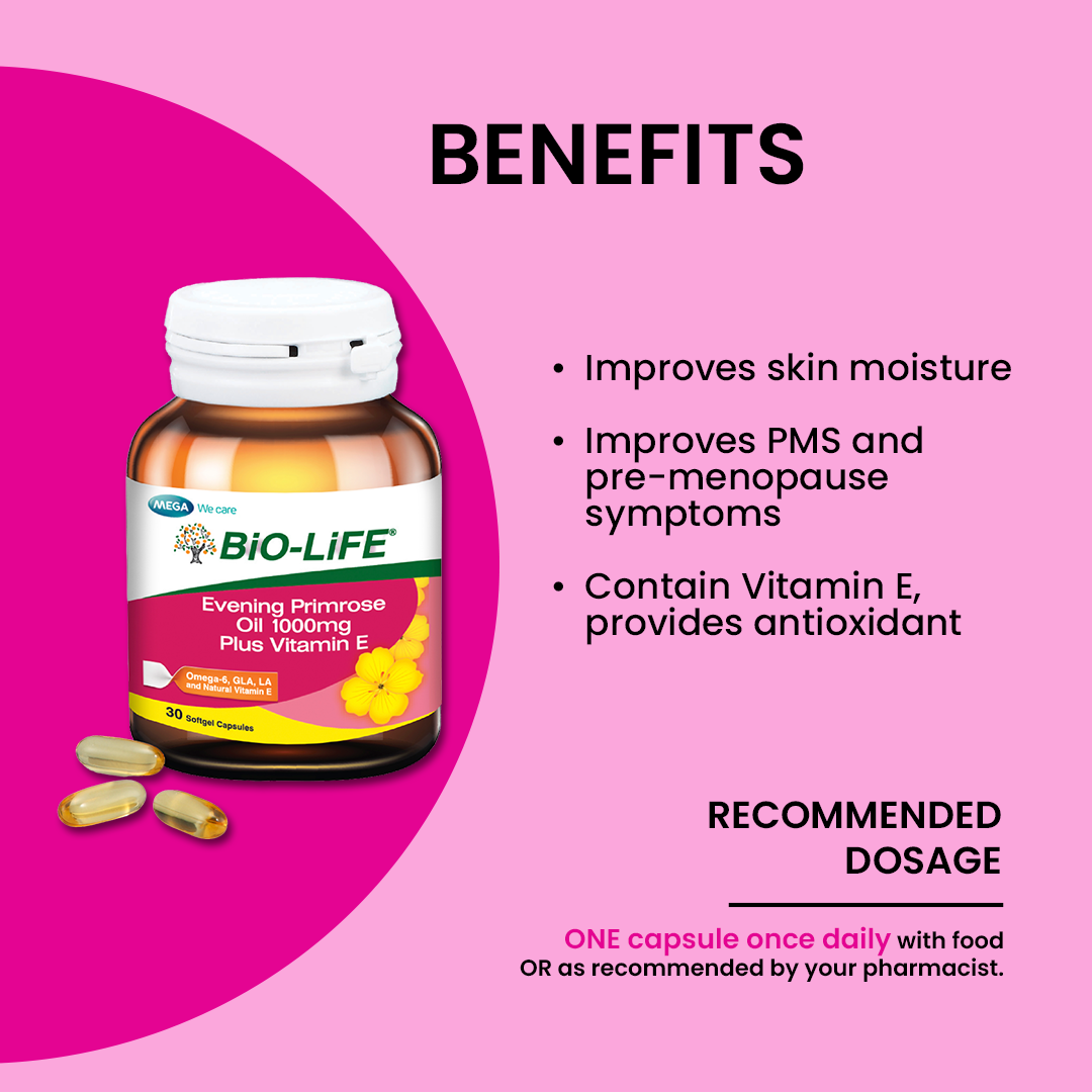 BiO-LiFE Evening Primrose Oil 1000mg & Vitamin E [ 30 capsules ]