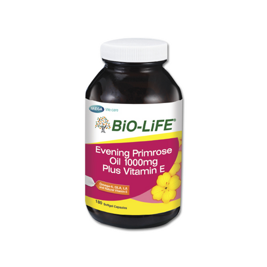 BiO-LiFE Evening Primrose Oil 1000mg & Vitamin E [ 180 capsules ]