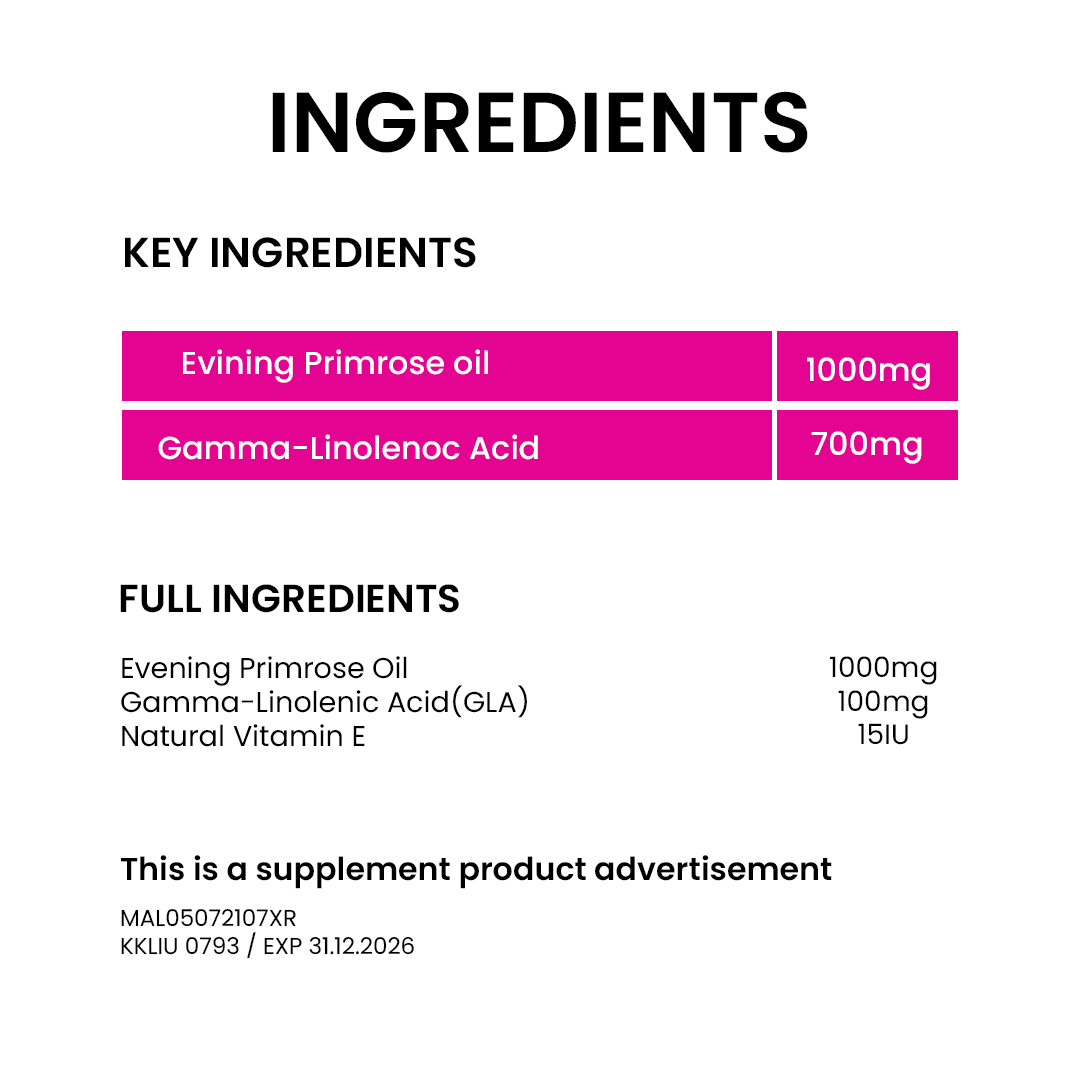 BiO-LiFE Evening Primrose Oil 1000mg & Vitamin E [ 180 capsules ]
