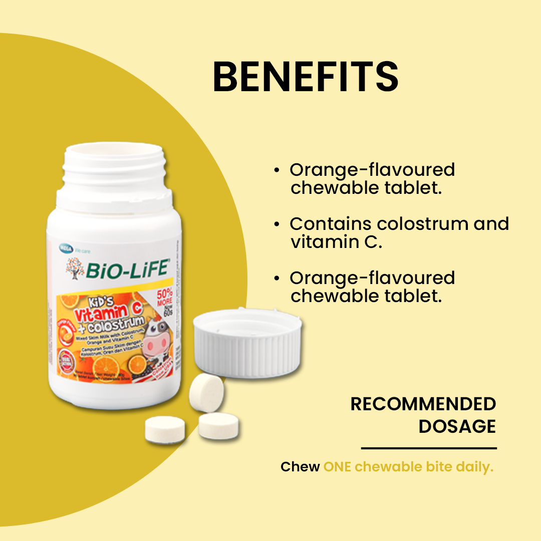 BiO-LiFE Kid’s Vitamin C + Colostrum [ 60 chewable tablets ]