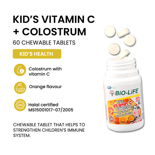 BiO-LiFE Kid’s Vitamin C + Colostrum [ 60 chewable tablets ]