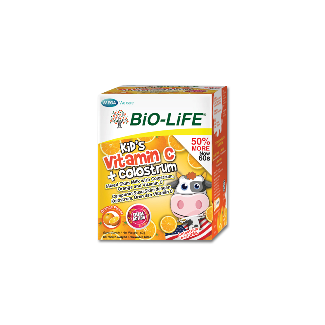 BiO-LiFE Kid’s Vitamin C + Colostrum [ 60 chewable tablets ]